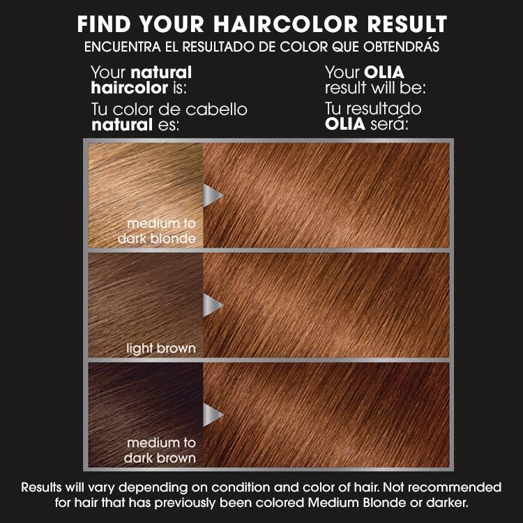 Olia 6.43 light natural auburn before after swatch
